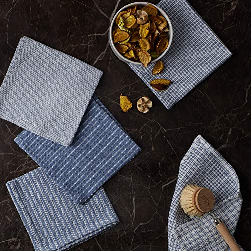 DII Everyday Kitchen Assorted Dishcloth Set of 5, 12x12, Stonewash Blue - color: Stonewash Blue