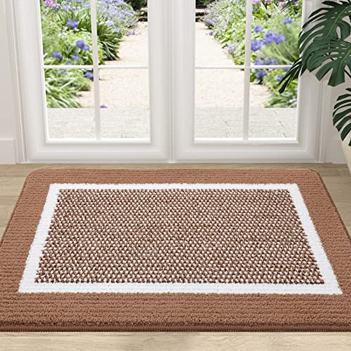 Colorxy Indoor Door Mat, Non-Slip Absorbent Resist Dirt Entrance Mat, Sturdy Low-Profile Inside Floor Carpet Mats, Washable Front Entry Doormats for Entryway, 47''x20'', Brown - color: Brown, size: 47''x20''