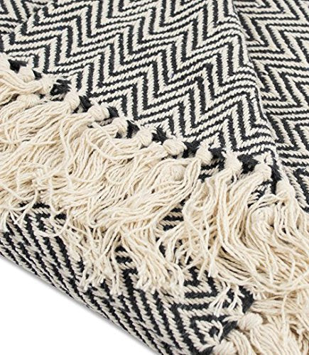 DII Chevron Throw Collection Handloomed Cotton, 50x60, Black (Pack of 12) - color: Black, size: 50x60" (Pack of 12)