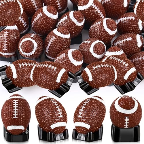 RoundFunny 50 Pcs Mini Football Figurine for Craft Resin Miniature Football | Small Fall Football Party Favors, Football Simulation Model for DIY Craft Birthday Gift Bag Stuffer Cake Topper Party Decor - style: Mini Football