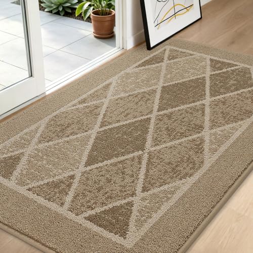 BEQHAUSE Dirt Trapper Door Mats 36" x 60", Non-Slip Washable, Beige | Doormat Indoor Entrance Low-Profile, Dirt Resistant and Absorbent Entryway Rugs Inside Welcome Floor Mat for Front Back Door - color: Beige, size: 36" X 60" (Rectangular)