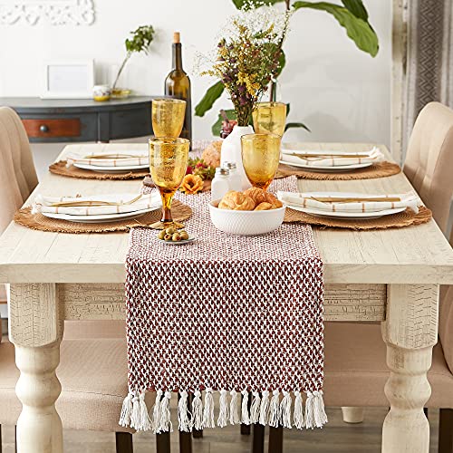 DII Woven Basics Collection 100% Cotton Knit Table Runner, 15x108, Cinnamon - color: Cinnamon, size: 15x108"