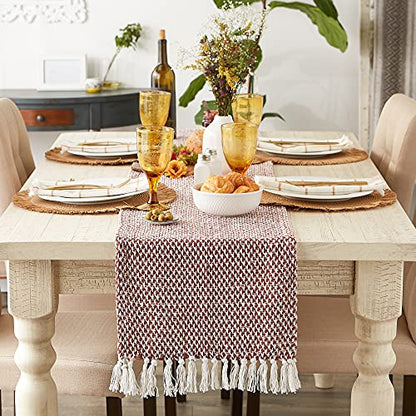 DII Woven Basics Collection 100% Cotton Knit Table Runner, 15x108, Cinnamon - color: Cinnamon, size: 15x108"