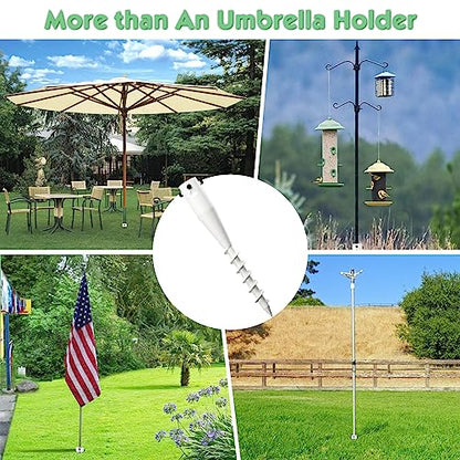 Beach Umbrella Sand Anchor,Heavy Duty Metal No Dig Beach Sand Ground Umbrella Anchor Stake,Windproof Strong Umbrella Screw Holder Stand for Umbrellas,Poles, Christmas Tree Stand Holder - color: White