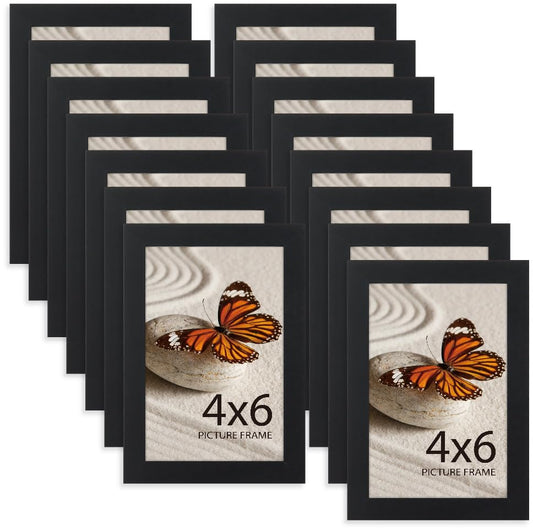 Memory Island 4x6 Photo Frames for Wall and Tabletop Display, 4 by 6 Black Picture Frames with HD Plexiglass, Set of 15 - color: Black, size: 4x6"
