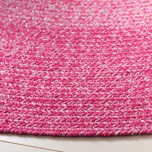 SAFAVIEH Cape Cod Collection Area Rug - 4' Round, Red & Pink, Handmade Braided Cotton, Ideal for High Traffic Areas in Living Room, Bedroom (CAP242Q) - color: Red/Pink, size: 4' (Round)