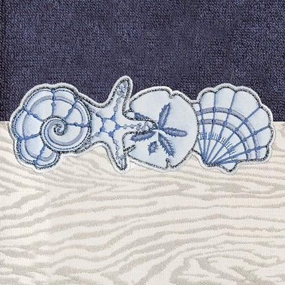 Seaside 4-Piece Luxury Towel Set, Sparkling Seashell Applique, Plush Turkish Cotton, Durable & Quick Dry, Nautical Bath Ensemble, 2 Bath 2 Hand Towels, Marine - color: Marine, size: 2 Pcs Bath 2 Pcs Hand Towel
