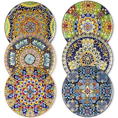 vancasso Ceramic Dinner Plates Set of 6, 10.5 Inch, Microwave Safe | Salad Plates Set, Colorful Bohemian Style Dishes for Kitchen - size: 10.5in