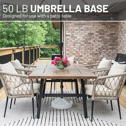 US Weight Durable 50 Pound Fillable Umbrella Base Designed to be Used with a Patio Table - color: White
