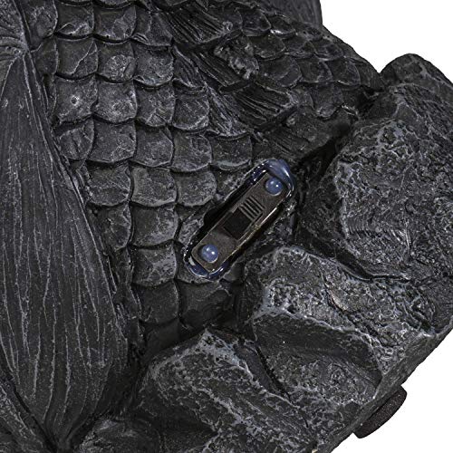 Pacific Giftware Black Guardian Dragon LED Lighted Stonewall Mountain Faux Stone Backflow Incense Burner Fantasy Dragon Breath Reverse Flow Smoke Waterfall Incense Collectible 8" Tall