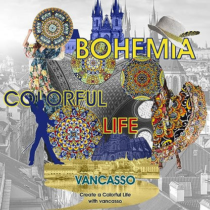 vancasso Salad Plates Set of 6, 8.5 Inch Ceramic, Microwave Safe | Dessert and Small Dinner Plates, Colorful Bohemian Style Plates for Kitchen - size: 8.5in