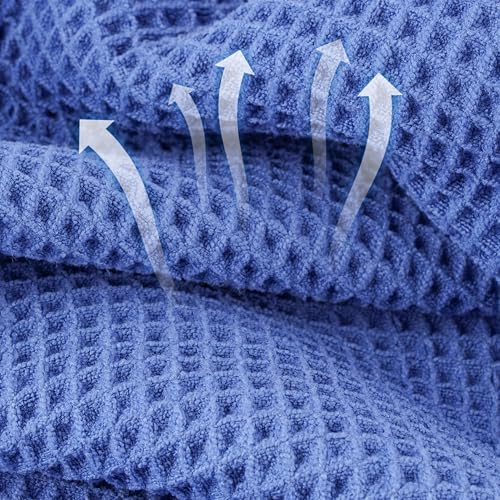 Microfiber Waffle Bath Towels, 4 Pieces, Soft, Absorbent, Fast Drying, Lint Free 430 GSM (27''x55''/68.58 cm x139.7 cm) - color: Dark Blue