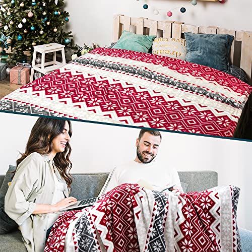 PAVILIA Christmas Throw Blanket | Holiday Christmas Red Fleece Blanket | Soft, Plush, Warm Winter Cabin Throw, 60x80 (Red Snowflakes) - color: Holiday - Snowflakes, size: 60 X 80 Inches - Twin