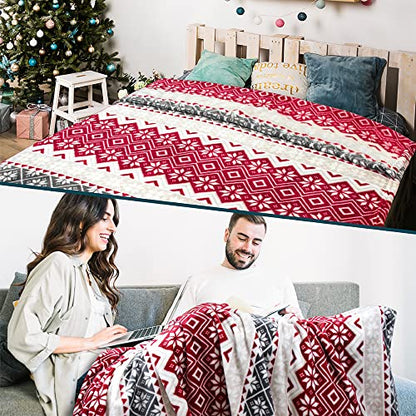 PAVILIA Christmas Throw Blanket | Holiday Christmas Red Fleece Blanket | Soft, Plush, Warm Winter Cabin Throw, 60x80 (Red Snowflakes) - color: Holiday - Snowflakes, size: 60 X 80 Inches - Twin