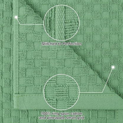 Homaxy 100% Cotton Terry Kitchen Towels(15" x 25", 8 Pack), Grass Green | Soft and Super Absorbent Dish Towels, 380 GSM Reusable Tea Towel with Hanging Loop, Pineapple Grid Designed - color: Grass Green, size: 15 x 25 - 8 Pack