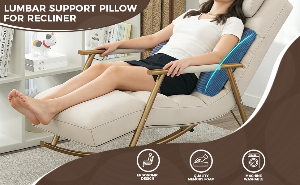 Large Lumbar Cushion Lumbar Support Pillow, Ergonomic Lumbar Pillow with Machine Washable, Help Relieve Pain of Back, Lumbar, Tailbone and Sciatic Nerve Support. (Navy) - color: Navy
