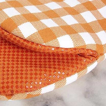 KitchenAid Gingham Mini Oven Mitt 2-Pack Set, Honey, 5.5"x8" - color: Honey