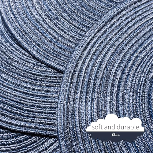 FunWheat Round Braided Placemats Set of 6 Place mats for Dining Tables Woven Heat Resistant Table Mats 15 inch (Blue) - color: Multi Blue, size: 6pcs