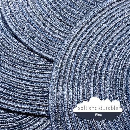 FunWheat Round Braided Placemats Set of 6 Place mats for Dining Tables Woven Heat Resistant Table Mats 15 inch (Blue) - color: Multi Blue, size: 6pcs