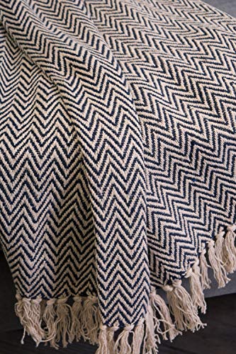 DII Chevron Throw Collection Handloomed Cotton, 50x60, Nautical Blue - color: Nautical Blue, size: 50x60"