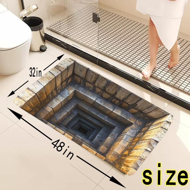 3D Optical Illusion All-Weather Doormat,Front Door Mat Indoor Outdoor Entrance, Easy Clean Patio Porch Entryway Mat, Optical Illusion Rug Ground Crack Illusion Rug 3D Rugs,（size-32 * 48in ）