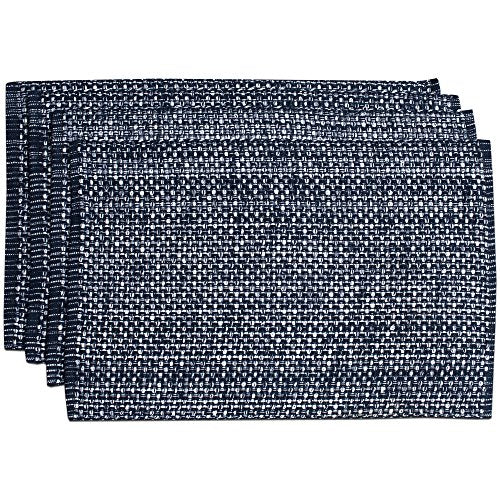Sweet Home Collection 100% Cotton Placemats for Dining Room Rectangle Two Tone Woven Fabric 13" x 19" Soft Durable Table Mat Set, Set of 6, Navy - color: Navy, size: Rectangle 13" x 19"