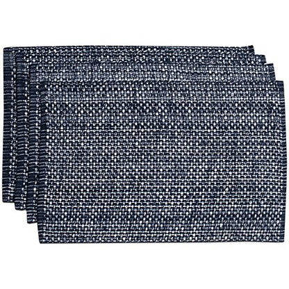 Sweet Home Collection 100% Cotton Placemats for Dining Room Rectangle Two Tone Woven Fabric 13" x 19" Soft Durable Table Mat Set, Set of 6, Navy - color: Navy, size: Rectangle 13" x 19"