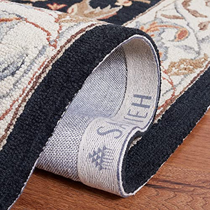SAFAVIEH Chelsea Collection Accent Rug - 2'6" x 4', Black, Hand-Hooked French Country Wool, Ideal for High Traffic Areas in Entryway, Living Room, Bedroom (HK141B) - color: Black, size: 2'6" x 4' (Rectangular)
