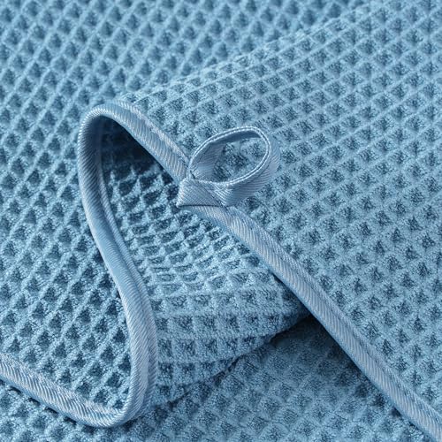 MICROFI New Microfiber Waffle Bath Towels, 2 Pieces, Oversized, Soft, Absorbent, Fast Drying, Lint Free 430 GSM (30''x60''/76cm x 152cm) - color: Blue