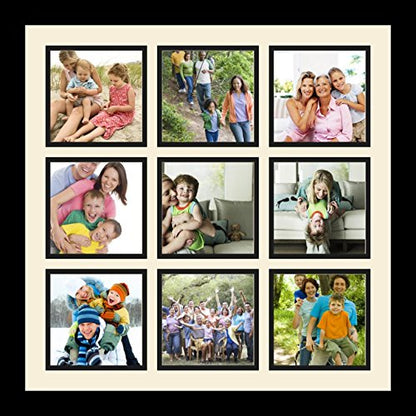 ArtToFrames Collage Photo Frame Single Mat with 9-5x5 Openings with Satin Black Frame and Black mat. - color: 9 - 5x5 - (2148), size: Black