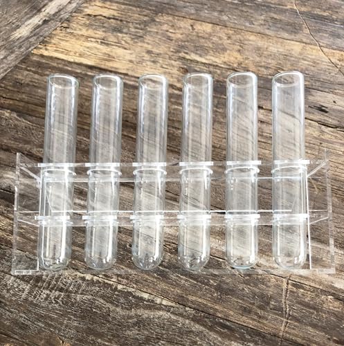 Modern Minimalist Desktop Plant Propagation Station w/ 6 Extra Large Glass Test Tubes in Clear Acrylic Stand - Hydroponic Plant Cuttings Bud Vase for Office Home Garden Decor Terrarium