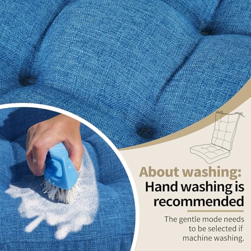 BUYUE Chair Cushion Set for Rocking Chair, Back Pillow & Seat Cushion with Ties, Original Woven Fabric Non-Slip Chair Pads for Elderly Sitting, Blue - color: Blue