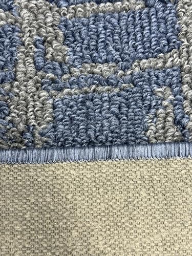 Hallway Runner Rug Non Slip Rubber Backing, 26 inch x 6 ft, Abstract Blue, Heavy Duty Berber Style Carpet Runner for Entryway, Kitchen, Bathroom, Bedroom, Laundry Room. - color: Abstract Blue, size: 6 Foot Long Runner Rug