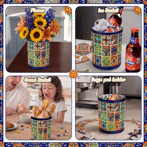 LemonRoad 6.7" H Talavera Utensil Holder for Kitchen Counter Mexican Pottery Ceramic Cooking Utensil Crock Modern Farmhouse Countertop Organizer for Spatula Ladle Kitchen Counter Decor - style: Talavera