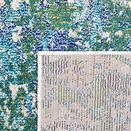 SAFAVIEH Madison Collection 2'2" x 10' GreenTurquoise MAD471Y Modern Abstract Non-Shedding Entryway Foyer Living Room Kitchen Runner Rug - color: Green/Turquoise, size: 2'2" x 10' (Runner)