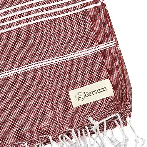Bersuse Towels Anatolia XL Beach Blanket Throw Blanket Turkish Towel 100% Cotton Extra-Large Quick-Dry Lightweight Premium Peshtemal Towel - 61x82 Inches, Burgundy - color: Burgundy