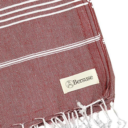 Bersuse Towels Anatolia XL Beach Blanket Throw Blanket Turkish Towel 100% Cotton Extra-Large Quick-Dry Lightweight Premium Peshtemal Towel - 61x82 Inches, Burgundy - color: Burgundy
