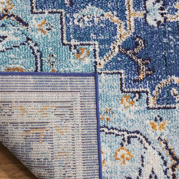 SAFAVIEH Madison Collection Area Rug - 2'2" x 4', Blue & Light Blue, Boho Chic Distressed Medallion Design, Non-Shedding & Easy to Clean, Ideal for Living Room, Bedroom, Dining Space (MAD473M) - color: Blue/Light Blue, size: 2'2" x 4' (Rectangular)