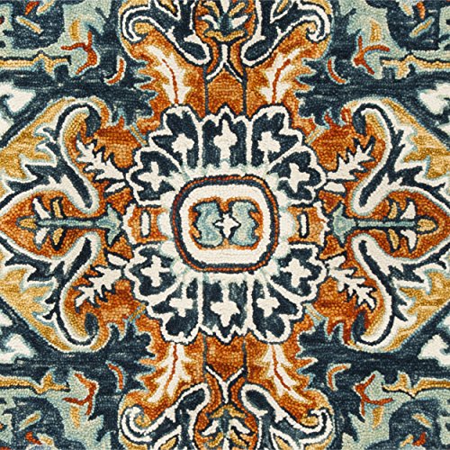 SAFAVIEH Aspen Collection Accent Rug - 4' x 6', Blue & Rust, Handmade Boho Wool, Ideal for High Traffic Areas in Entryway, Living Room, Bedroom (APN312A) - size: 4' x 6' (Rectangular)
