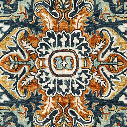 SAFAVIEH Aspen Collection Accent Rug - 4' x 6', Blue & Rust, Handmade Boho Wool, Ideal for High Traffic Areas in Entryway, Living Room, Bedroom (APN312A) - size: 4' x 6' (Rectangular)