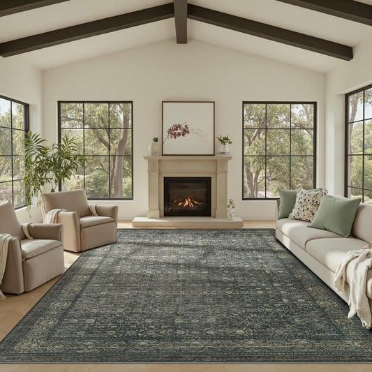 8x10 Area Rugs,Large Rugs for Living Room(Moss Green) | Machine Washable,Soft,Non-Slip,Large Rug,Stain Resistant Low Pile Carpet for Office Dining Room Kitchen Home Deco - color: Moss/Brown, size: 8' x 10' (Rectangular)