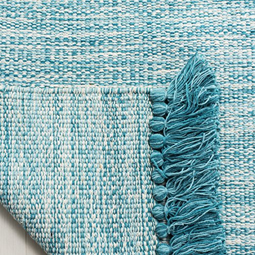 SAFAVIEH Area Rug 8x10 - Montauk Collection - Large - Turquoise, Handmade Cotton, Tassel Design, Ideal for Living Room, Bedroom, Office, Dining Space (MTK610E) - color: Turquoise, size: 8' x 10' (Rectangular)