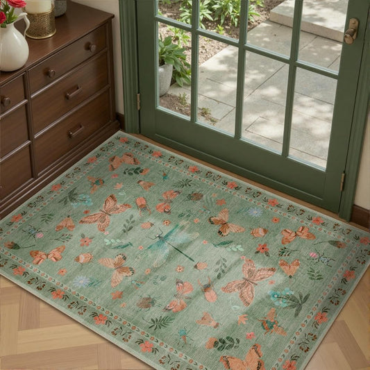 2x3 Green Washable Entryway Rug,Small Door Mat for Bathroom Kitchen | Soft,Machine Washable & Non Slip,Low Pile,Ideal for Girls Room, Nursery,Kids Room - color: Green, size: 2' x 3' (Rectangular)