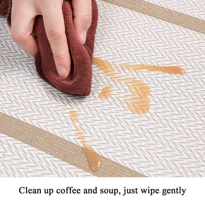 Placemats Washable Dinner Mats Easy to Clean PVC Table Mats Set of 6 (Stripe White) - color: Stripe White, size: placemats set of 6