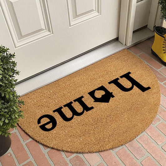 Semicircle Home Coir Doormat 50x80cm, Non-Slip Front Door Welcome Mat, Heavy Duty Anti-Dirt Outdoor Entryway Rug, Washable Durable Coconut Coir Floor Mat for Home Patio (Half Round Home) - color: Half Round Home