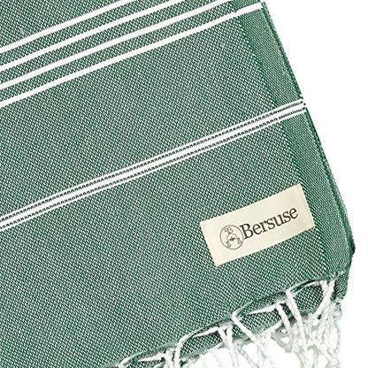 Bersuse Towels Anatolia XL Beach Blanket Throw Blanket Turkish Towel 100% Cotton Extra-Large Quick-Dry Lightweight Premium Peshtemal Towel - 61x82 Inches, Forest Green - color: Forest Green