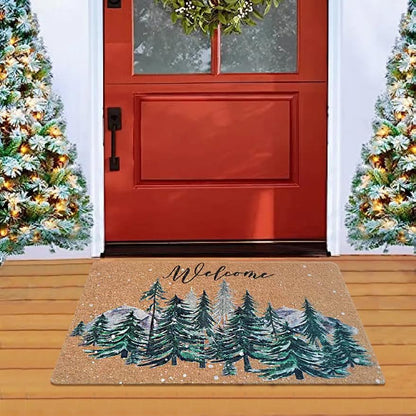 FGSS Christmas Winter-Welcome-Door-Mats Holiday-Doormats 17X29 Inch - color: Snowflake Pine Tree