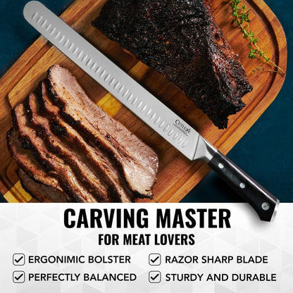 Cutluxe Brisket Knife, 12" Carving & Slicing Knife for Meat & BBQ | Razor Sharp German Steel, Full Tang Ergonomic Handle, Sheath Included – Grilling Gift for Men - size: Brisket Knife