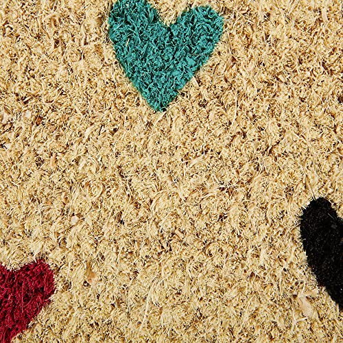 DII Natural Coir Doormat Outdoor Welcome Mat, 17x29, Hearts - color: Hearts