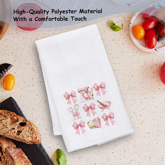 Coquette Pink Bow Baker Kitchen Towels, Gifts for Baking Lovers Women Hand Towels for Kitchen, Preppy Aesthetic Baking Supplies Decorative Dish Towels Drying Cloth, 16x24 Inch - color: Pink Bow Baker Towels